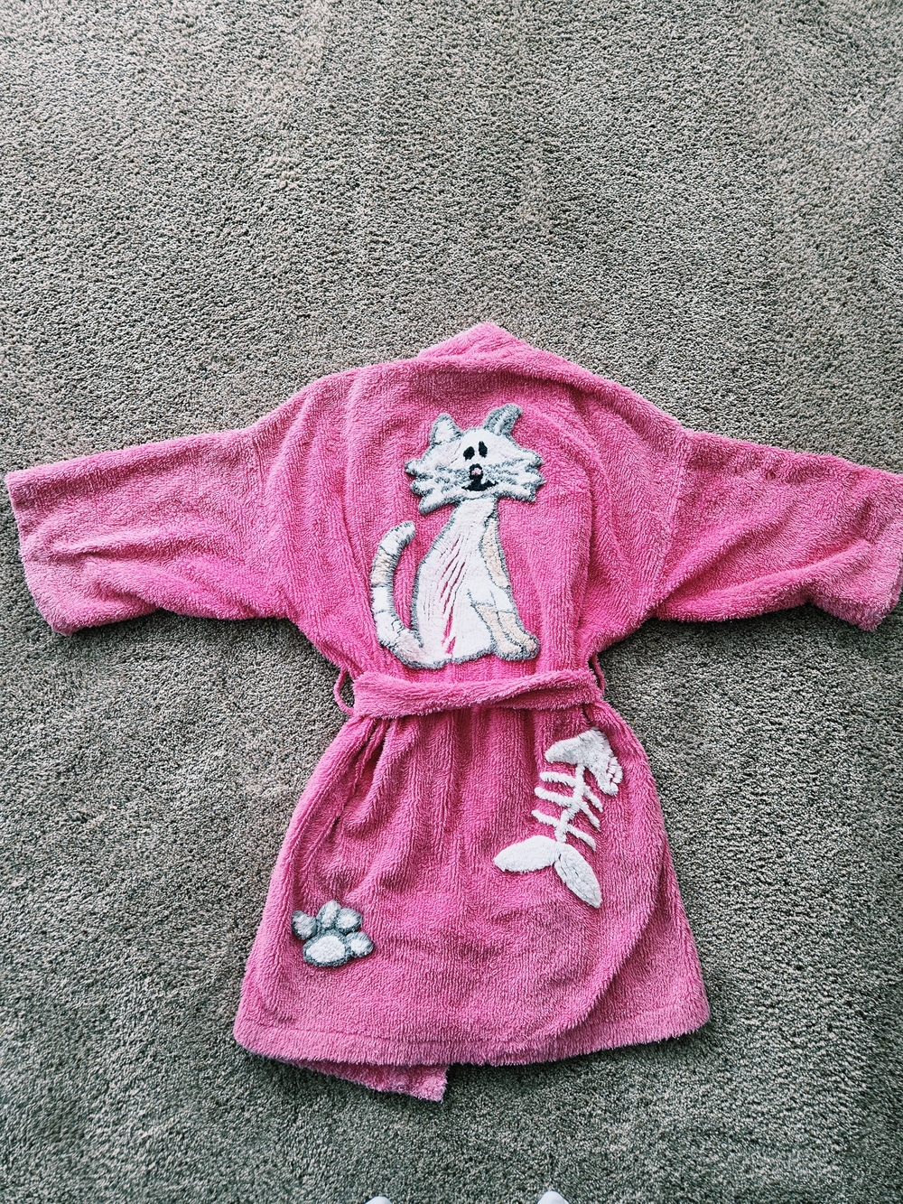 Canyon Group Vintage Chenille Cat / Bones Bathrobe  Small 90s